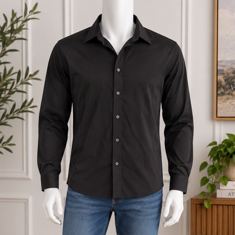 Charles Tyrwhitt Mens Dress Shirt Classic Fit Non-Iron Black 18/37in
